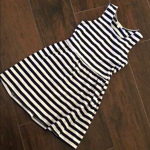 Navy and white stripe dress.